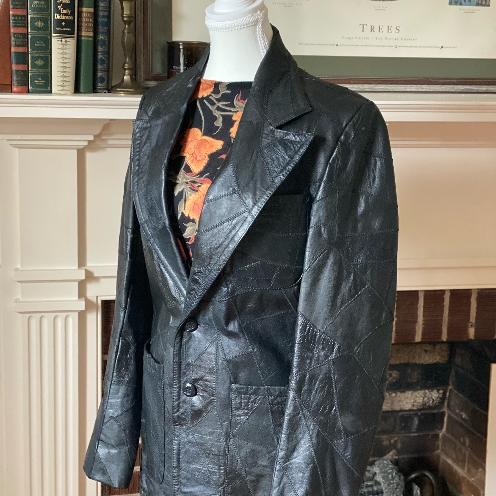 Vintage 1970s Patchwork Leather Blazer Designed by Robert Lee - Picture 4 of 5